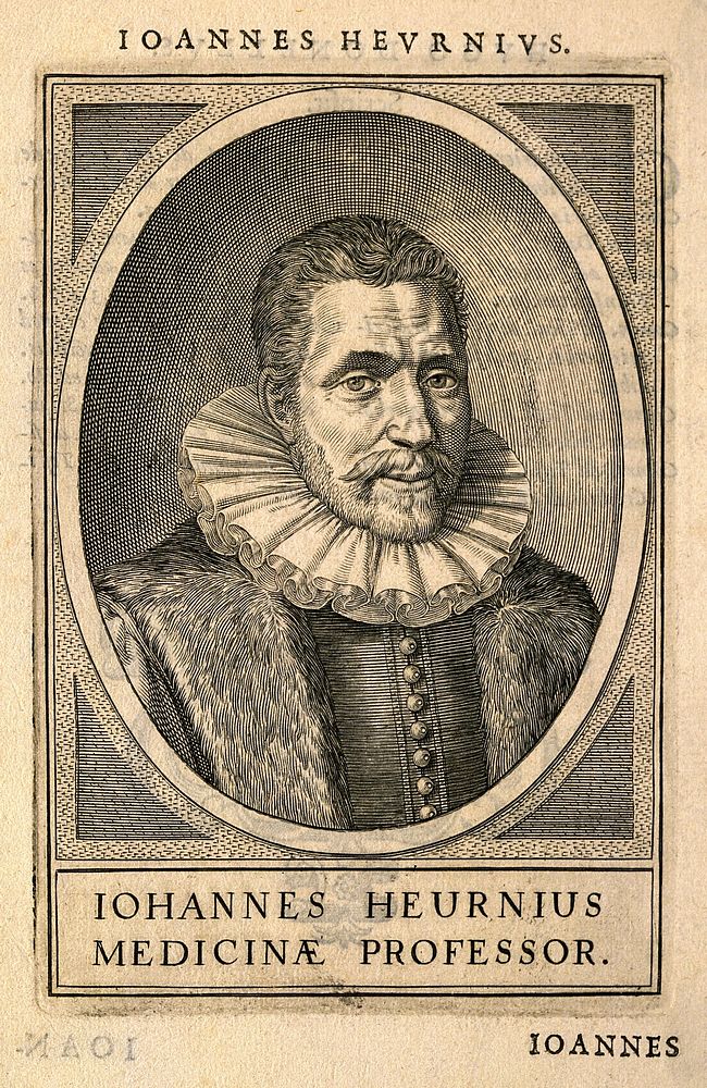 Joannes Heurnius. Line engraving, 1625.