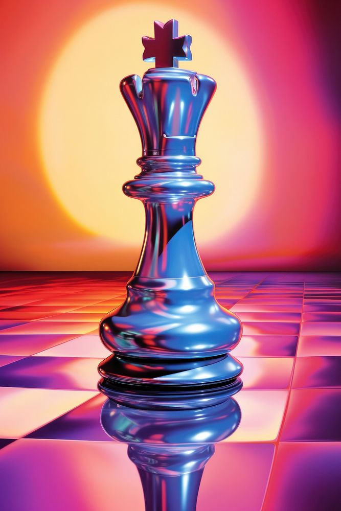 Airbrush art of chess game intelligence reflection.