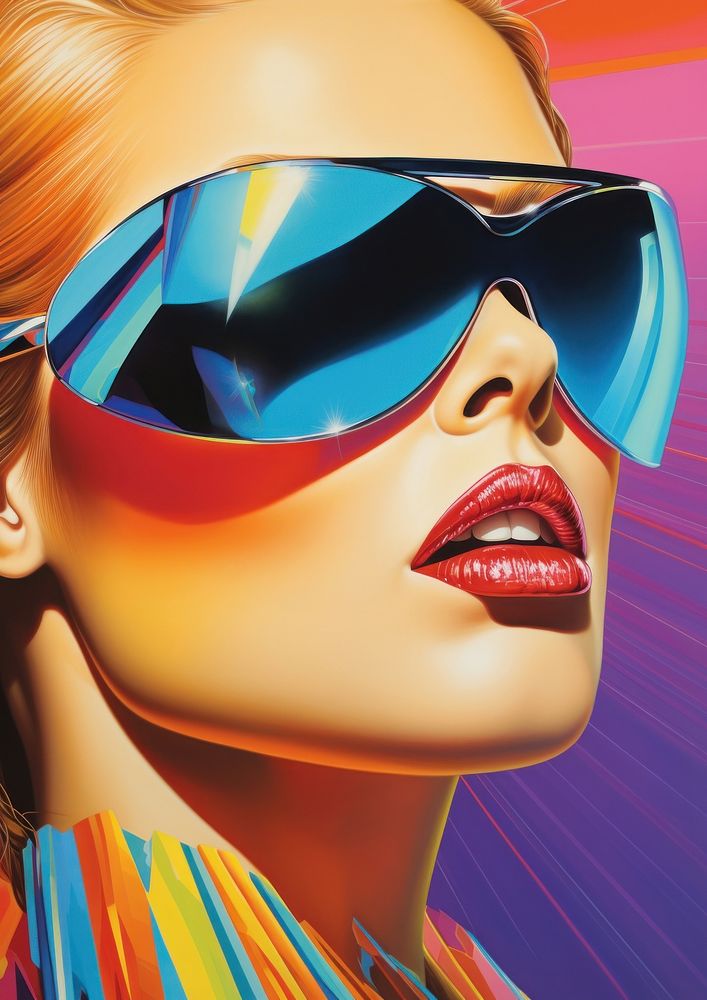 Airbrush art of woman sunglasses adult accessories.