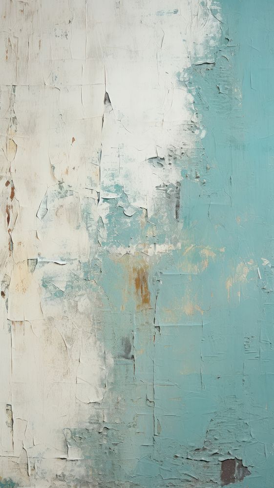White and teal rough paint wall.