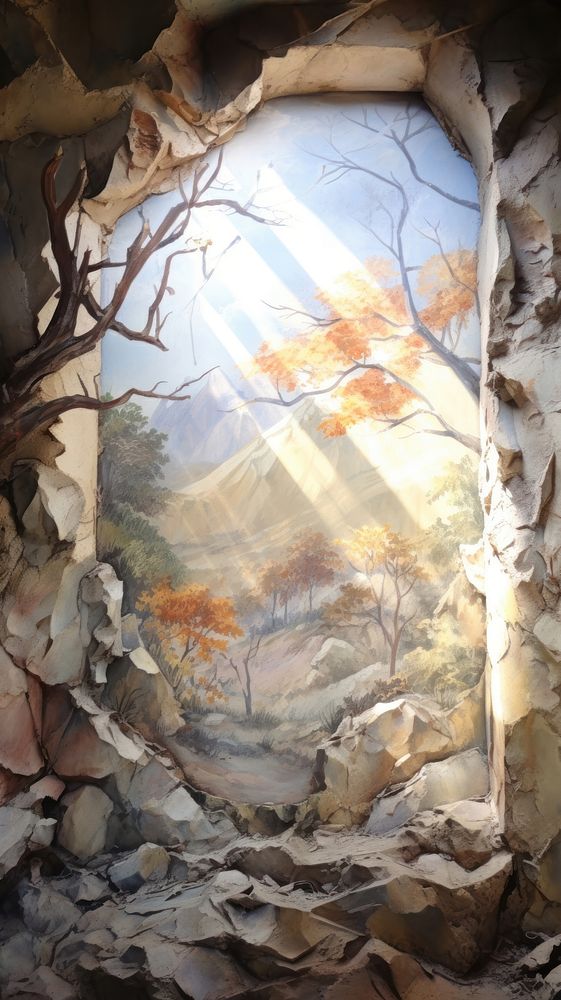 Mural with some paint on it sunlight painting nature.