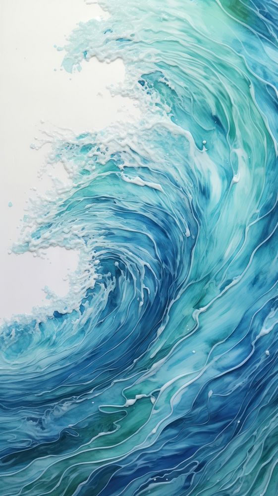 Ocean wave with some paint on it painting nature art.