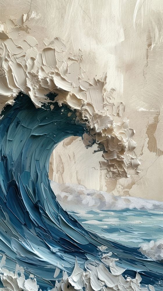 Ocean wave with some paint on it painting nature sea.