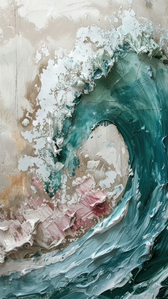 Ocean wave with some paint on it painting nature rough.