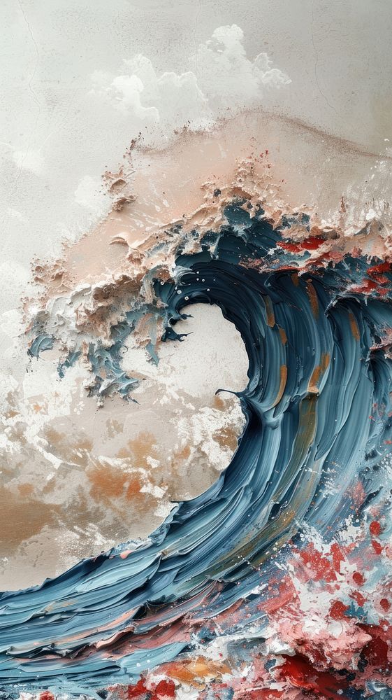 Ocean wave with some paint on it painting art creativity.