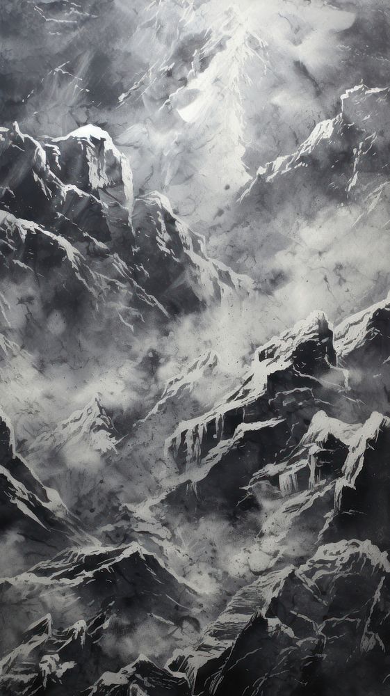 Black and white with some paint on it mountain nature snow.
