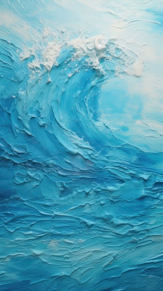 Blue wave with some paint on it painting nature ocean.