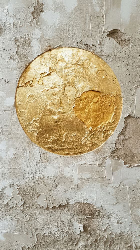 Gold circle pattern with some paint on it plaster wall backgrounds.