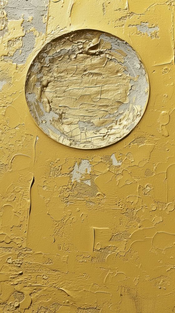 Gold circle pattern with some paint on it wall architecture plaster.