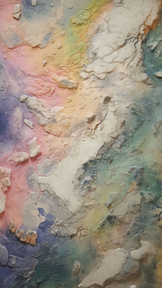 Pastel with some paint on it plaster rough wall.