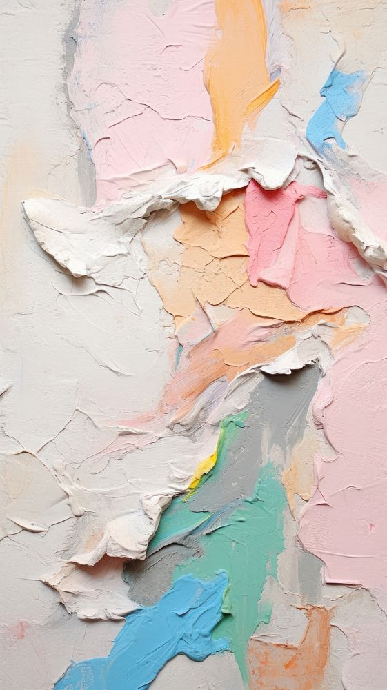 Pastel abstract paint with some paint on it painting plaster wall.