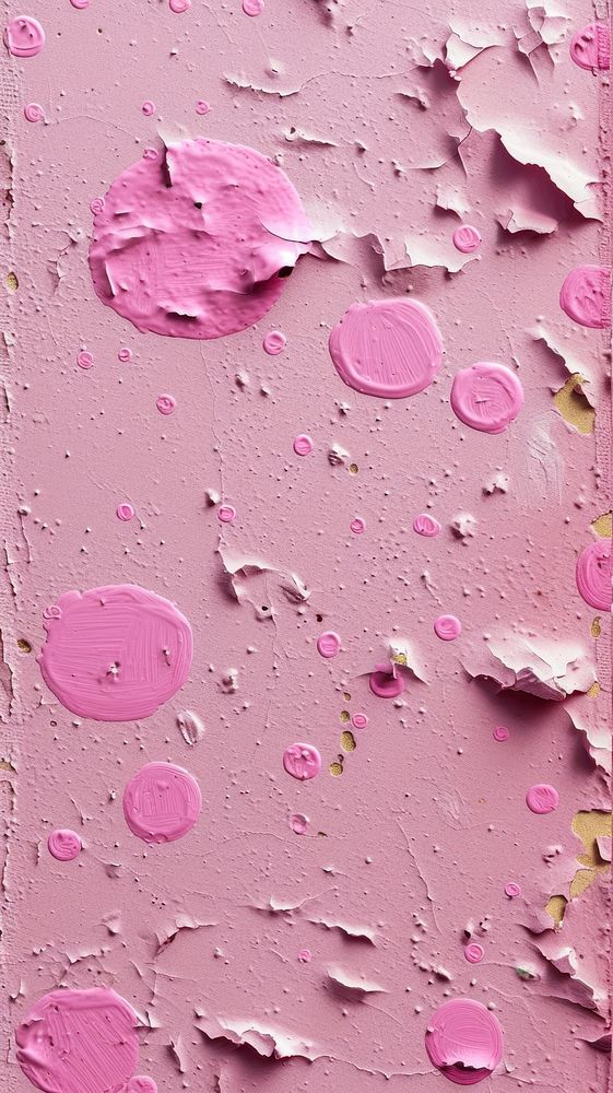 Pink dot pattern with some paint on it wall petal architecture.