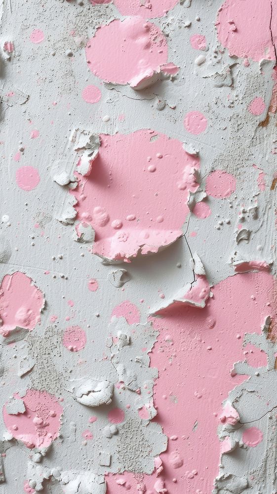Pink dot pattern with some paint on it wall petal deterioration.