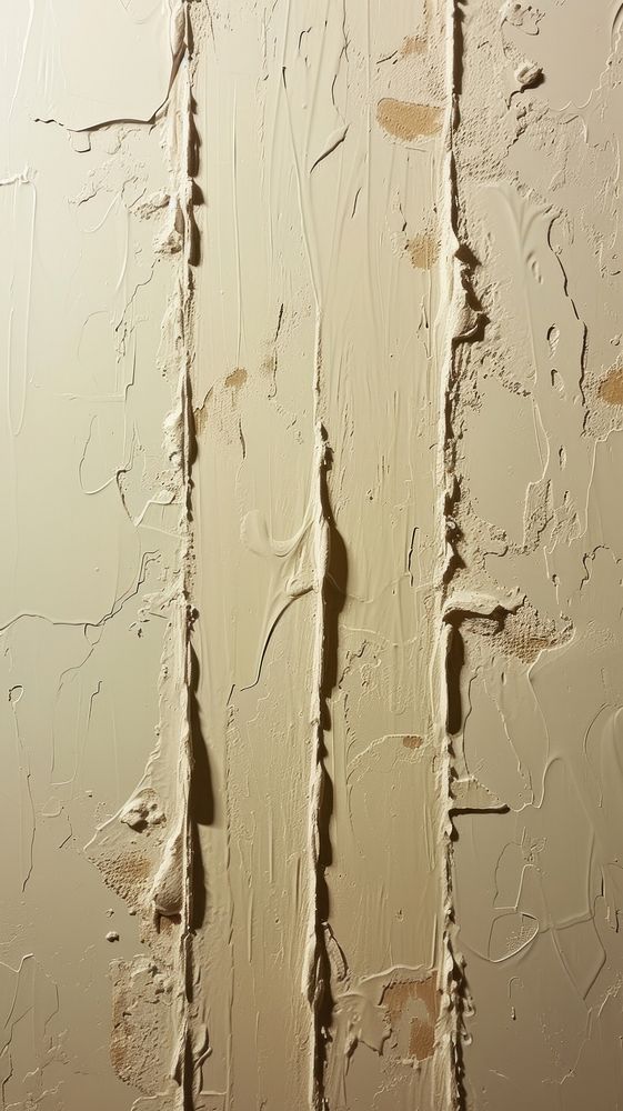 Vertical line beige pattern with some paint on it plaster rough wall.