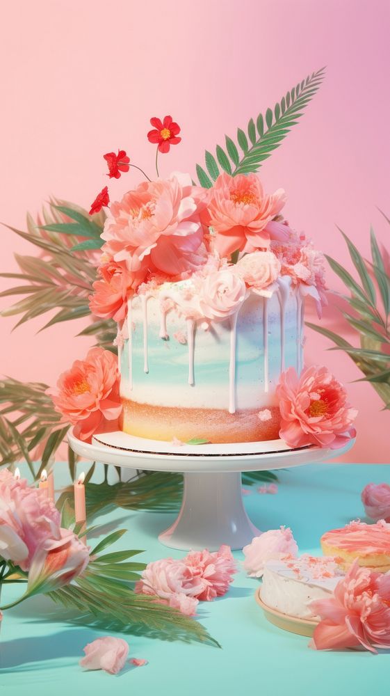 Birthday cake dessert flower party.