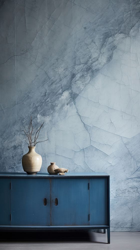Blue and grey wall architecture furniture.