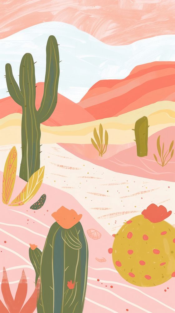 Cute desert illustration backgrounds painting cactus.