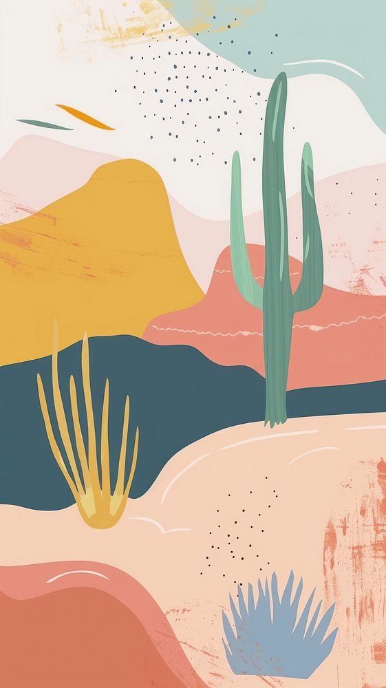 Cute desert illustration backgrounds painting art.