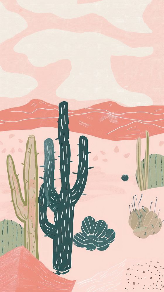 Cute desert illustration backgrounds drawing cactus.