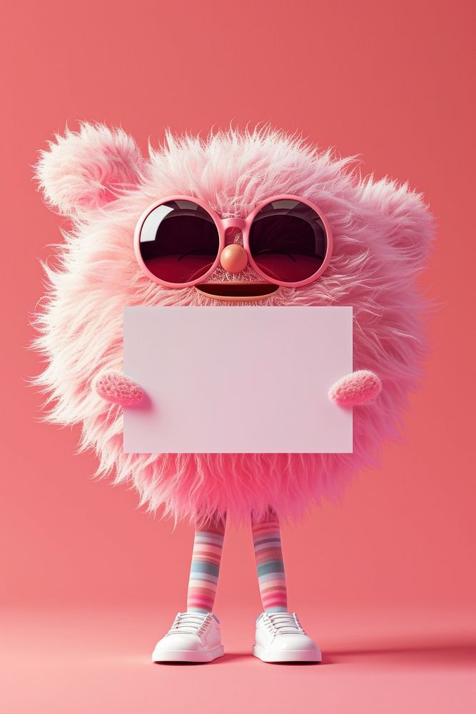 Simple fur ball character sunglasses cute representation.