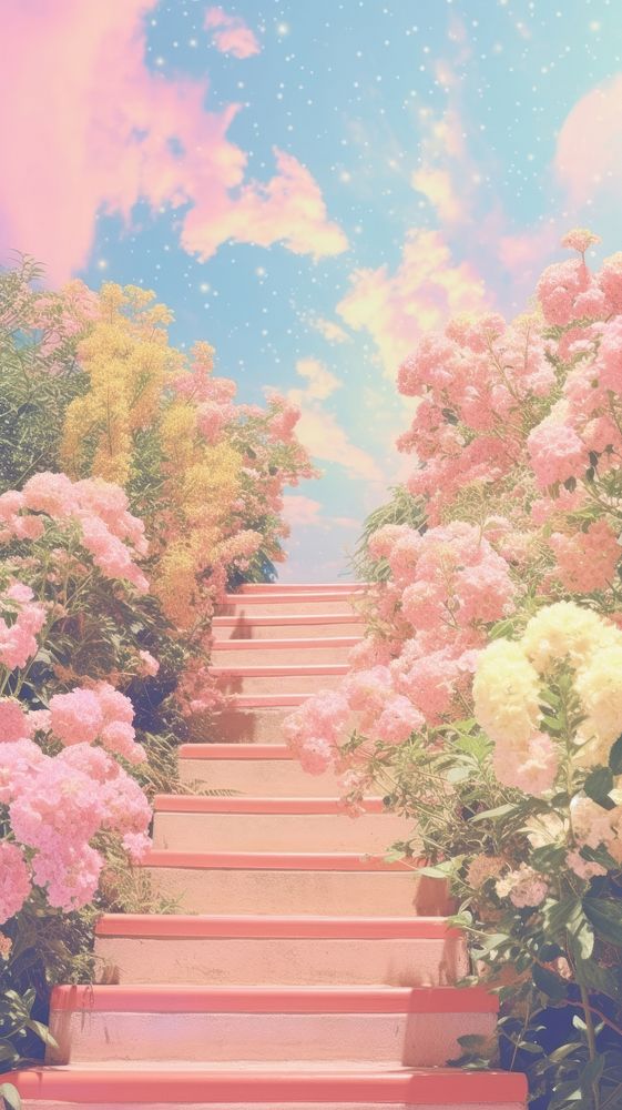 Flower sky architecture staircase.