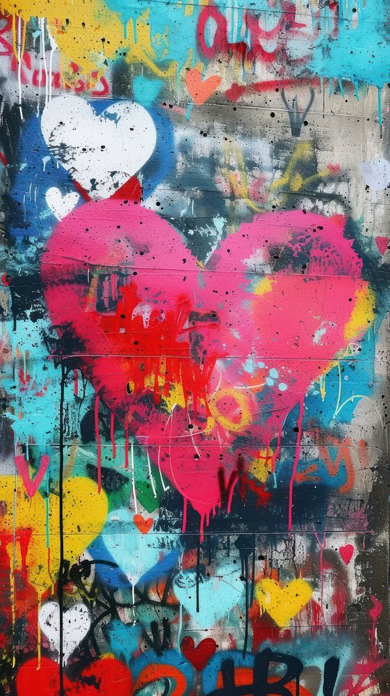 Graffiti spray heart pattern backgrounds painting creativity.