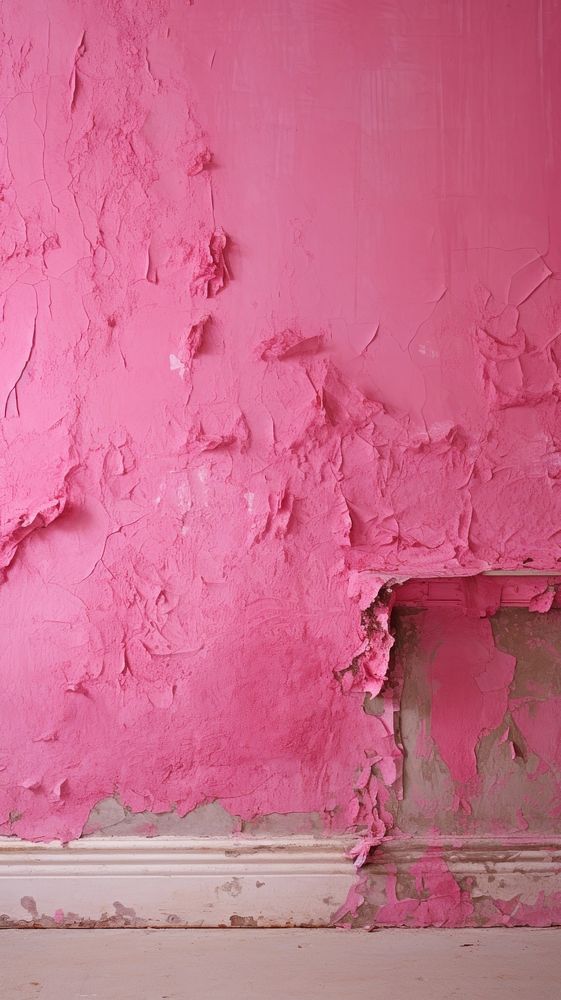 Hot pink plaster paint wall.