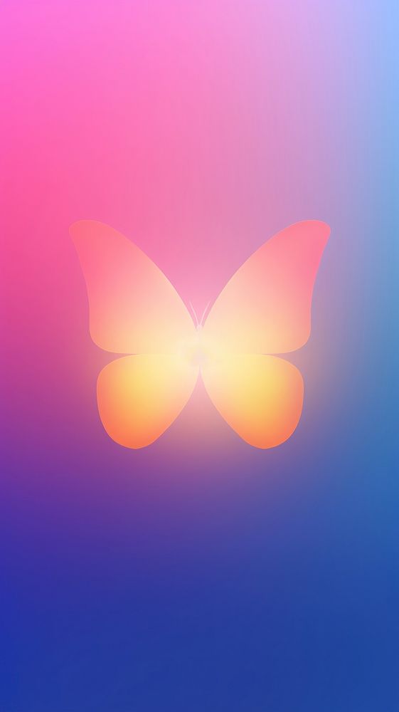 Blurred gradient pink butterfly yellow purple nature.