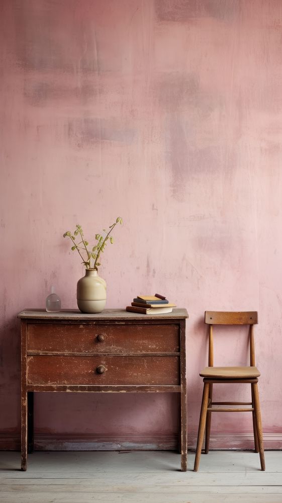 Pastel pink wall architecture furniture.