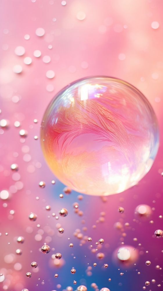 Pink bubble on water sphere transparent backgrounds.