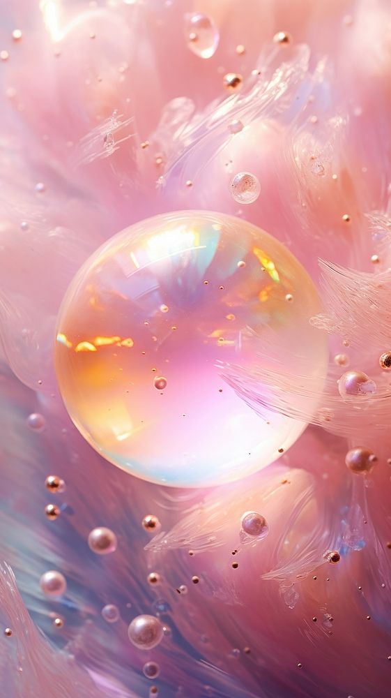 Pink bubble on water sphere transparent backgrounds.