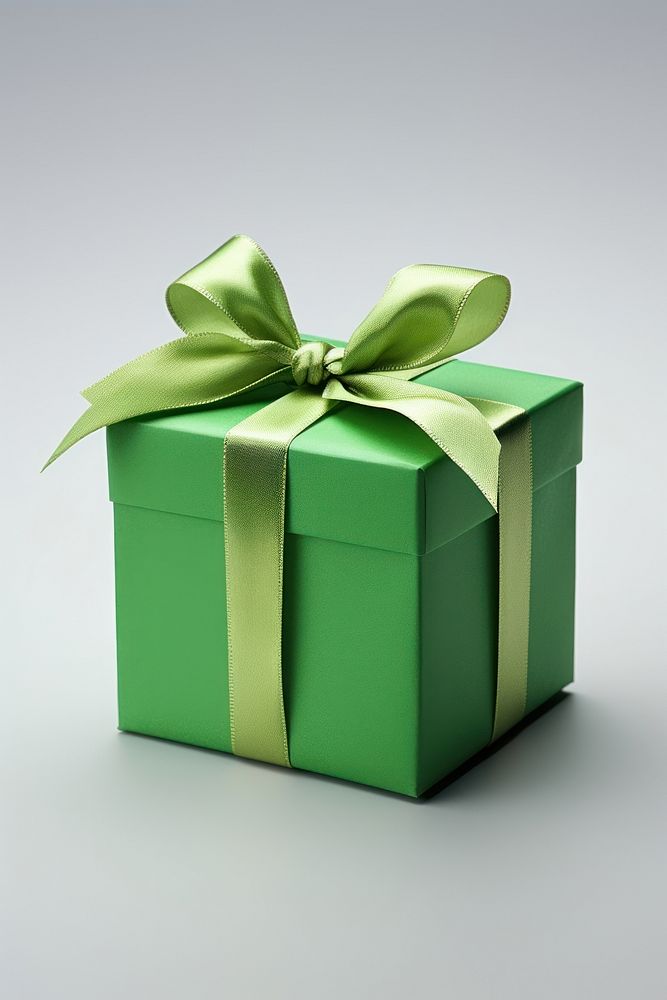 Green Gift box gift white background anniversary.