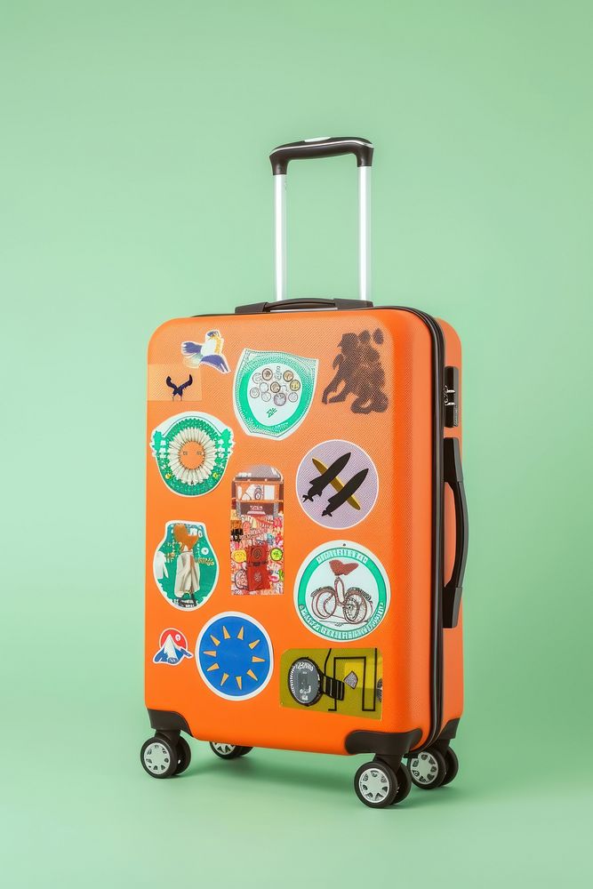 Luggage suitcase green green background.