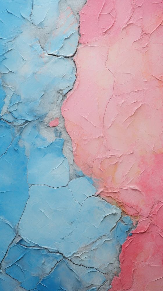Pink and blue painting rough wall.