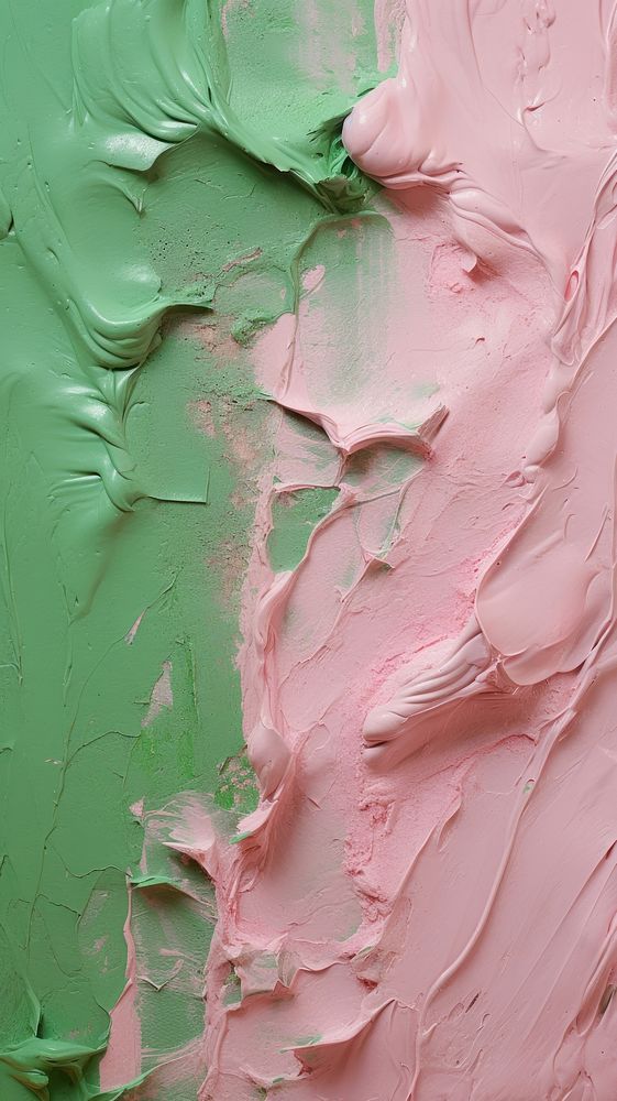 Pink and green paint icing wall.