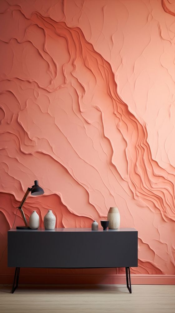 Salmon pink wall architecture wallpaper.