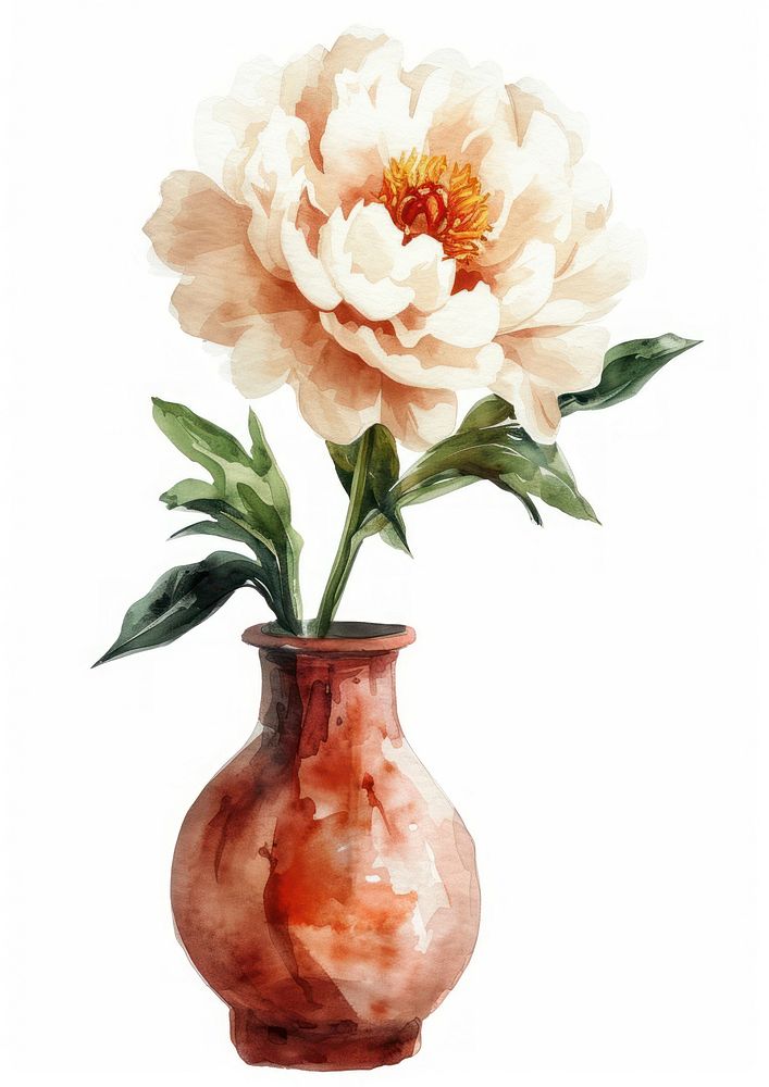 Vase flower watercolor craft plant peony.