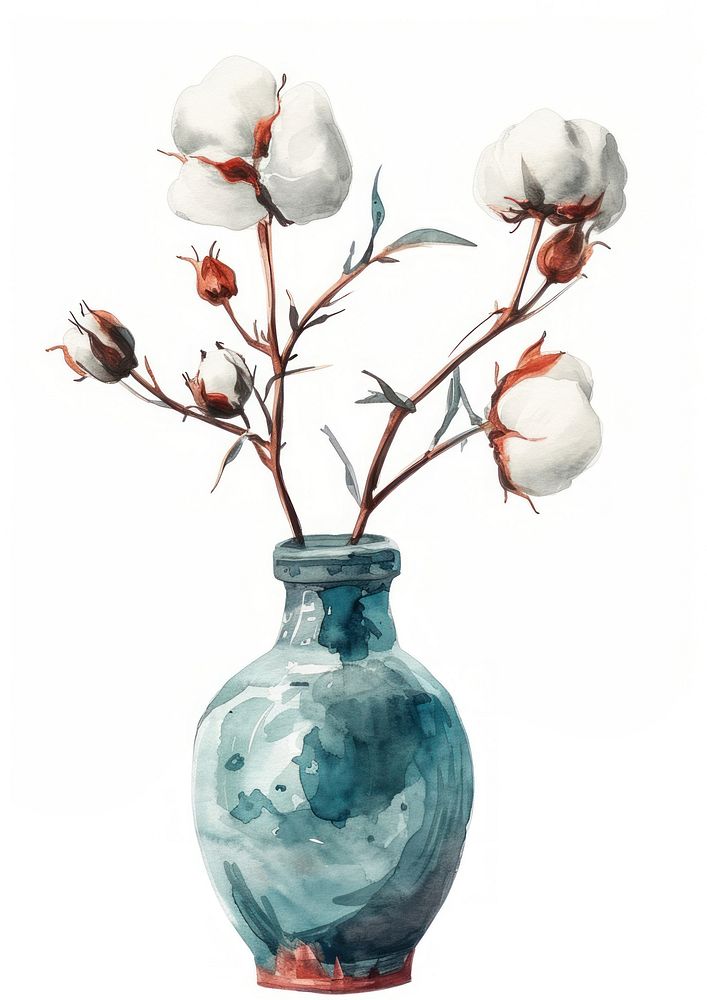 Vase flower watercolor art painting blossom.
