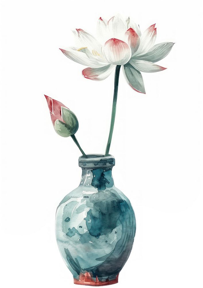 Vase flower watercolor art plant craft.