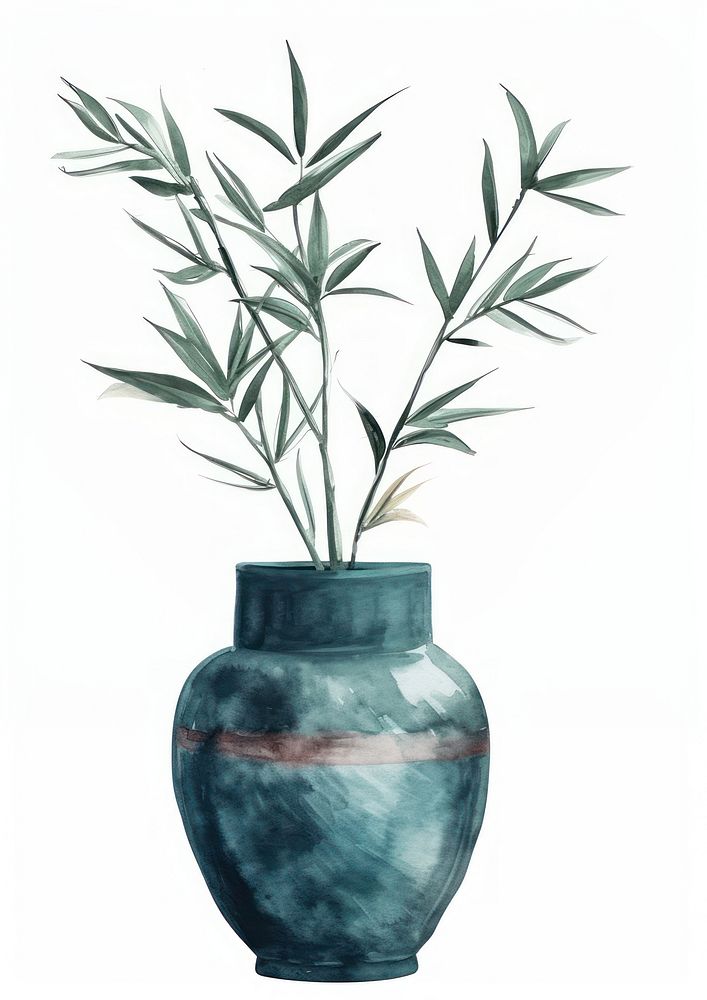 Vase watercolor plant houseplant flowerpot.
