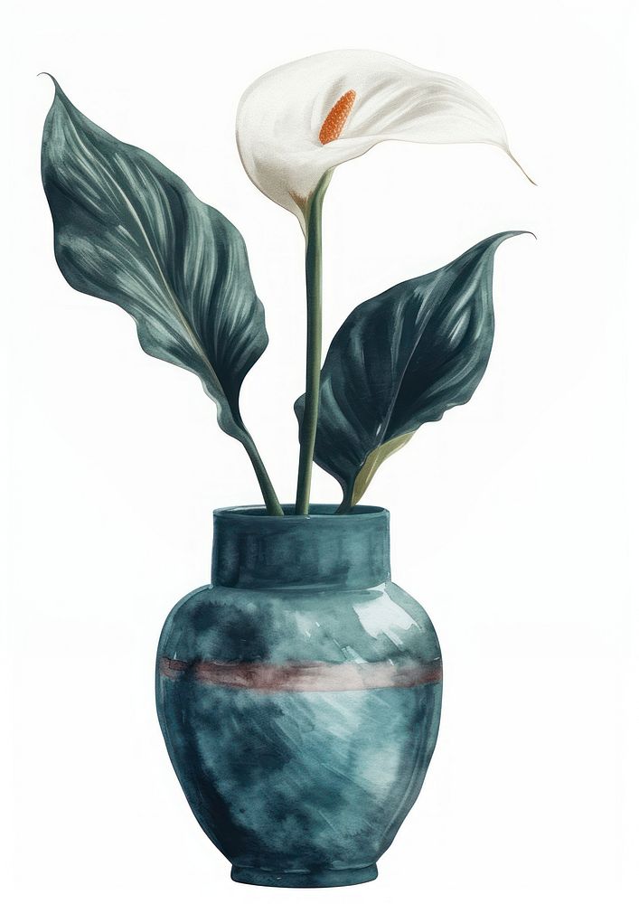 Vase watercolor flower plant inflorescence.