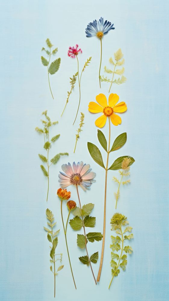 Pressed flower herbs painting pattern.