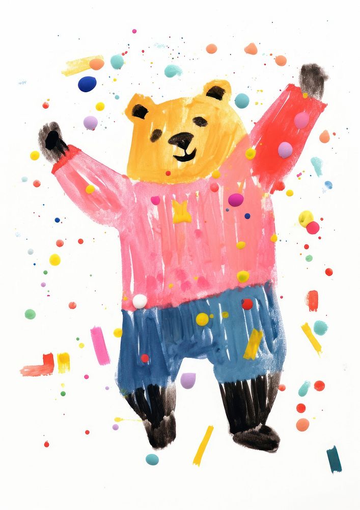 Bear enjoy dancing paper cute anthropomorphic.