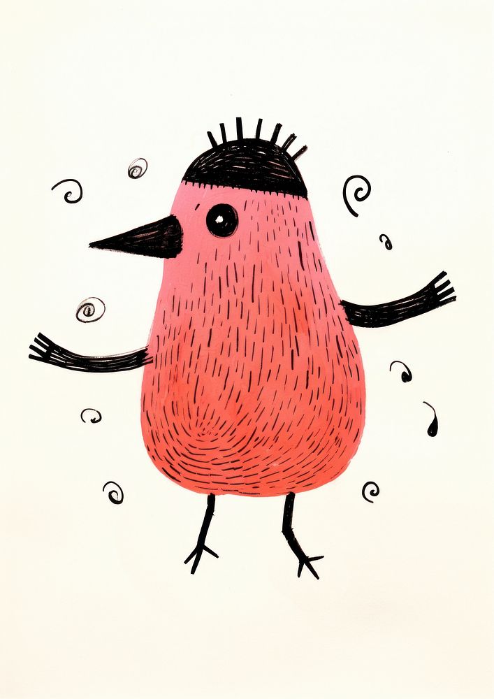 Bird enjoy dancing animal drawing sketch.