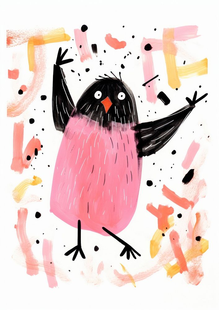 Bird enjoy dancing animal painting paper.