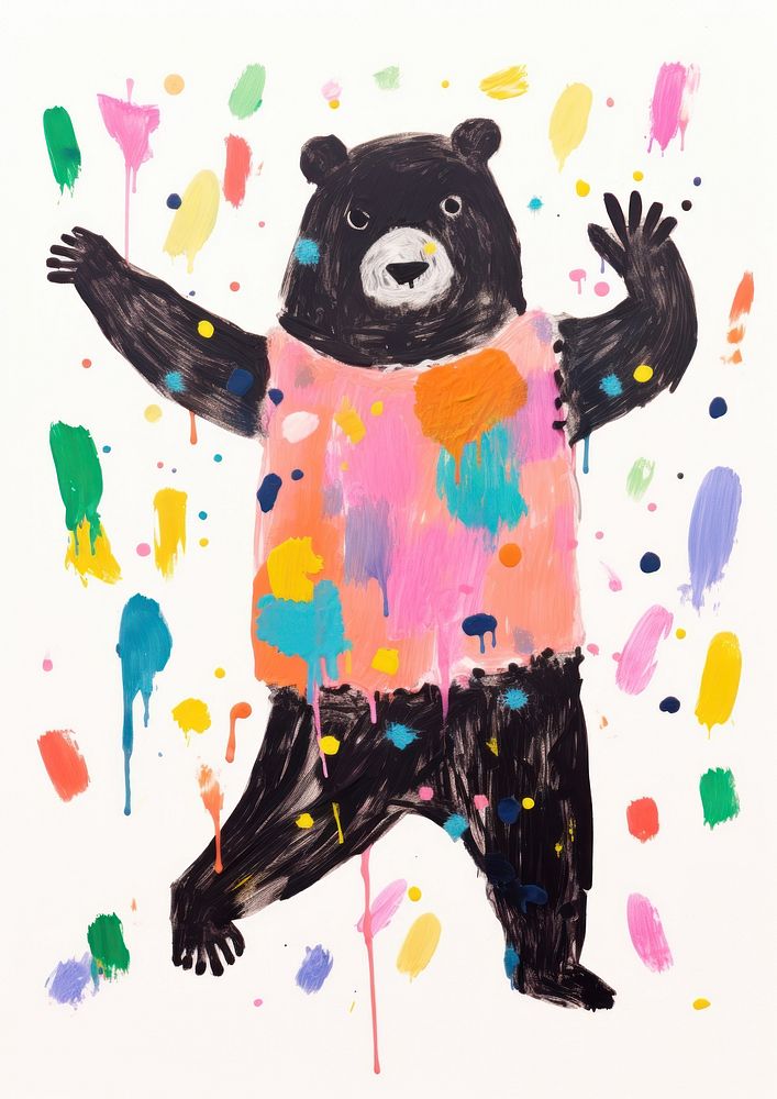 Bear enjoy dancing painting mammal animal.