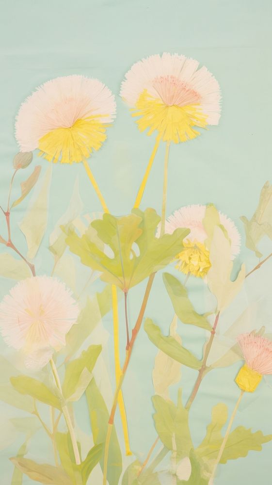 Aesthetic dandelion craft collage art painting flower.