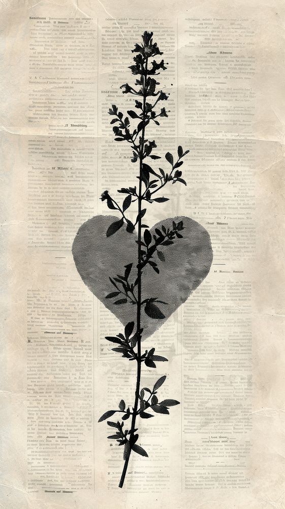 Heart ephemera drawing plant paper.