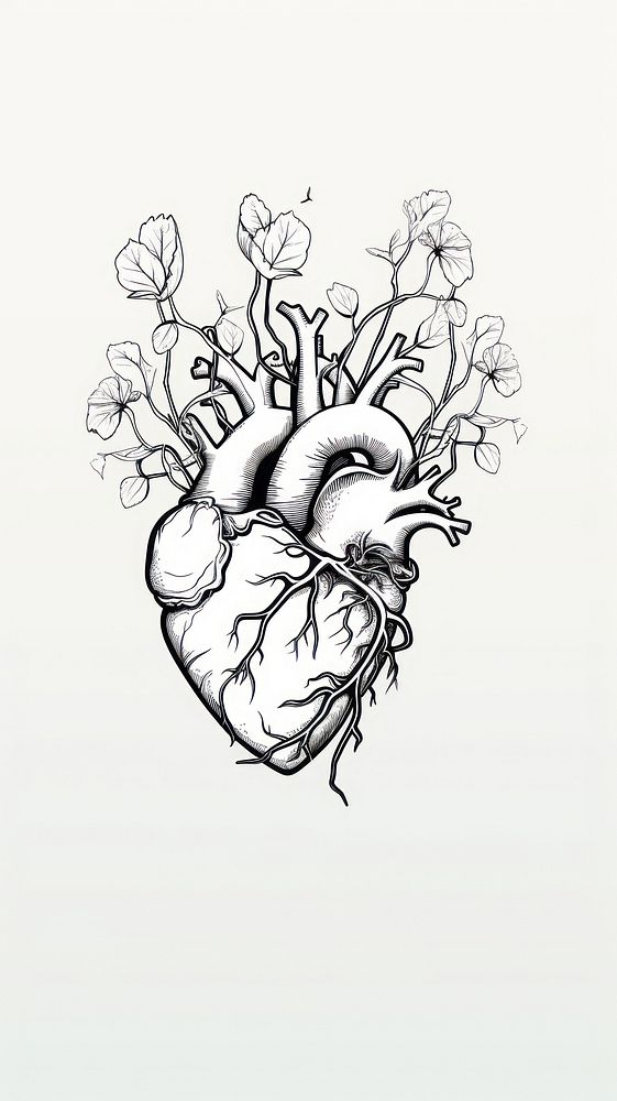 Line drawing of heart sketch illustrated creativity.
