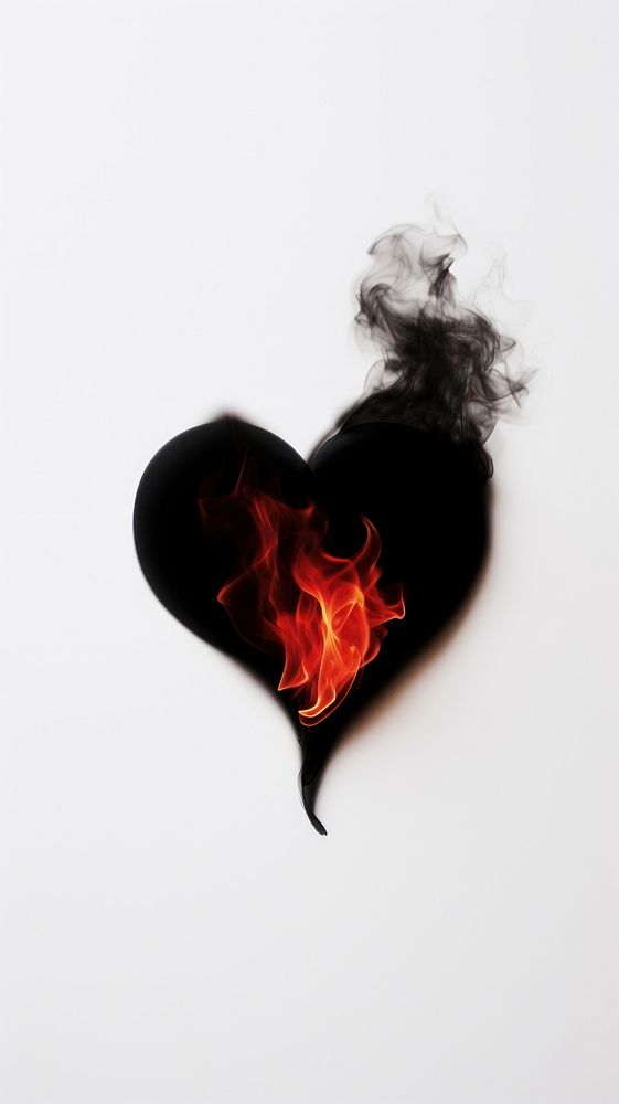 Black burning heart icon flame fire misfortune.
